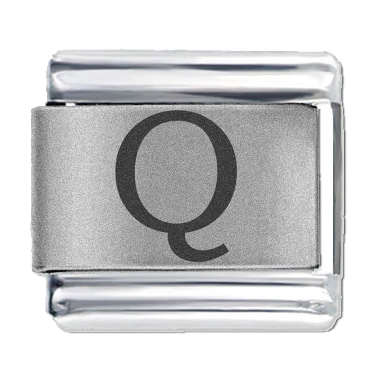 Schakel - Bedel - 9mm Charm - Letter Q - Laser Alfabet - Charms - Geschikt voor Italiaanse Bedelarmband - Schakelarmband - Italiaanse Schakelarmbanden