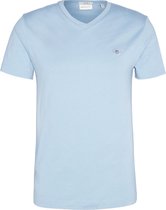 Gant - Tee-shirt SS Slim Shield pour hommes - Col en V- Blauw - Taille L