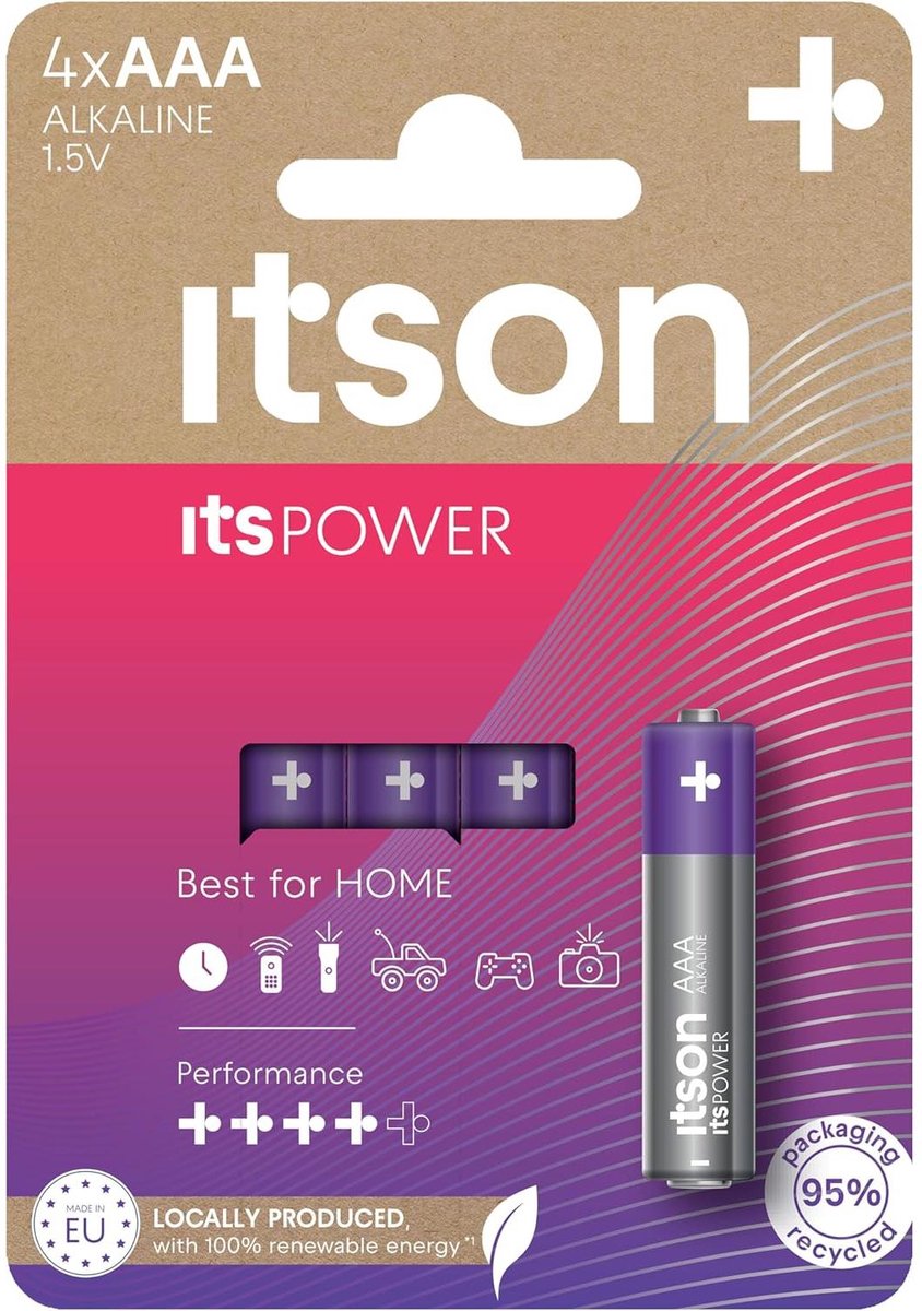 ITSON, itsPOWER AAA alkaline battery, pack of 4, LR03IPO/4CP