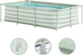 Swim Essentials Opzetzwembad - Frame Zwembad - Rechthoek - Groen/Wit Gestreept - 260 x 160 x 65 cm - Met Filterpomp & Trap