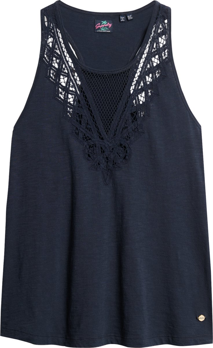 Superdry JERSEY LACE VEST Dames Top Blauw