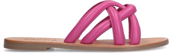 Sacha - Dames - Roze leren slippers - Maat 41