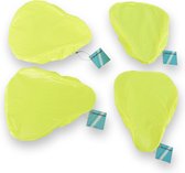 Set van 4 Waterdichte Zadelhoezen voor Fiets - Groen Neon - Polyester - Met Reflecterende Strepen - 22cm x 8cm x 4cm