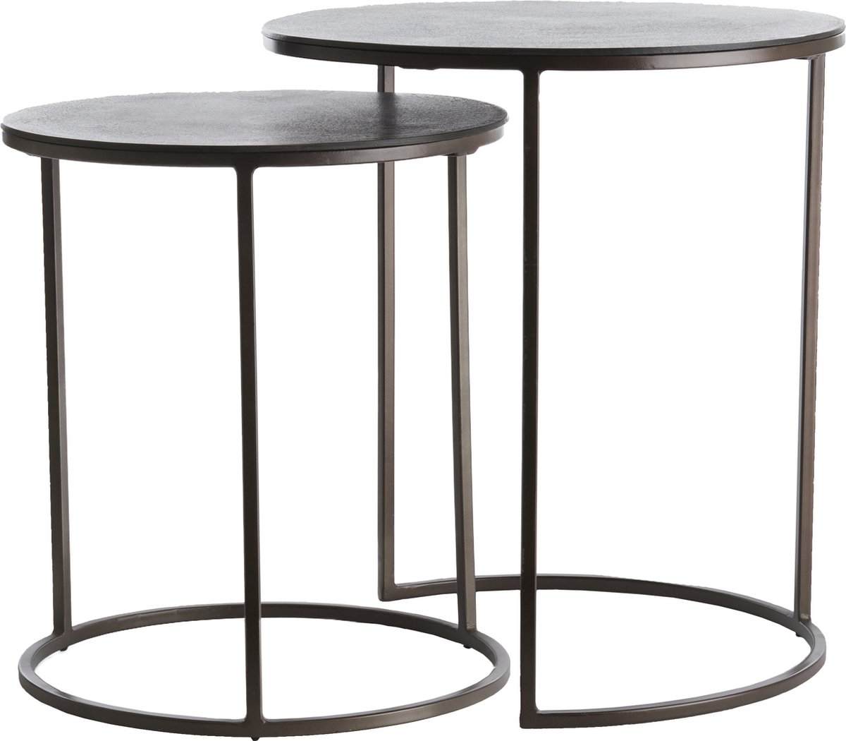 Bijzettafel TALCA - Ø49x52cm - Bruin - Set van 2