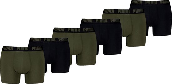 Puma Boxers Everyday Basic - 6 pack Boxers pour hommes vert foncé - Sous-vêtements pour hommes - Forest Night Tonal - Taille L