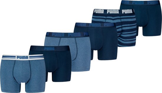 Puma Boxershorts - 6 pack Donkerblauwe heren boxers - Denim - Heren Ondergoed - Maat S