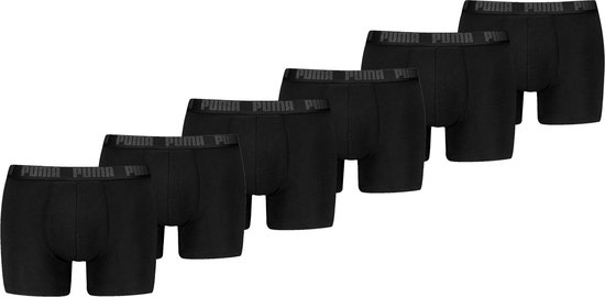 Puma Boxershorts Everyday Basic - 6 pack Zwarte heren boxers - Heren Ondergoed - Black / Phantom - Maat S