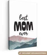Tableau Peinture sur toile Best mom ever - Citations - Proverbes - Maman - 20x30 cm - Décoration murale