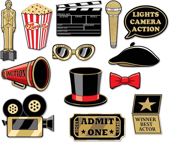 Récompenses de l'ensemble d'accessoires photo - 13 pièces - Thème de fête - Accessoires photobooth