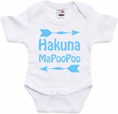 Bellatio Decorations Baby rompertje - hakuna mapoopoo - blauw - glitter - kraam cadeau - babyshower 68
