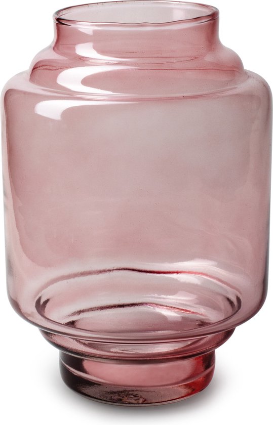 Jodeco Bloemenvaas Lotus - transparant roze - glas - D17 x H25 cm - trap vaas