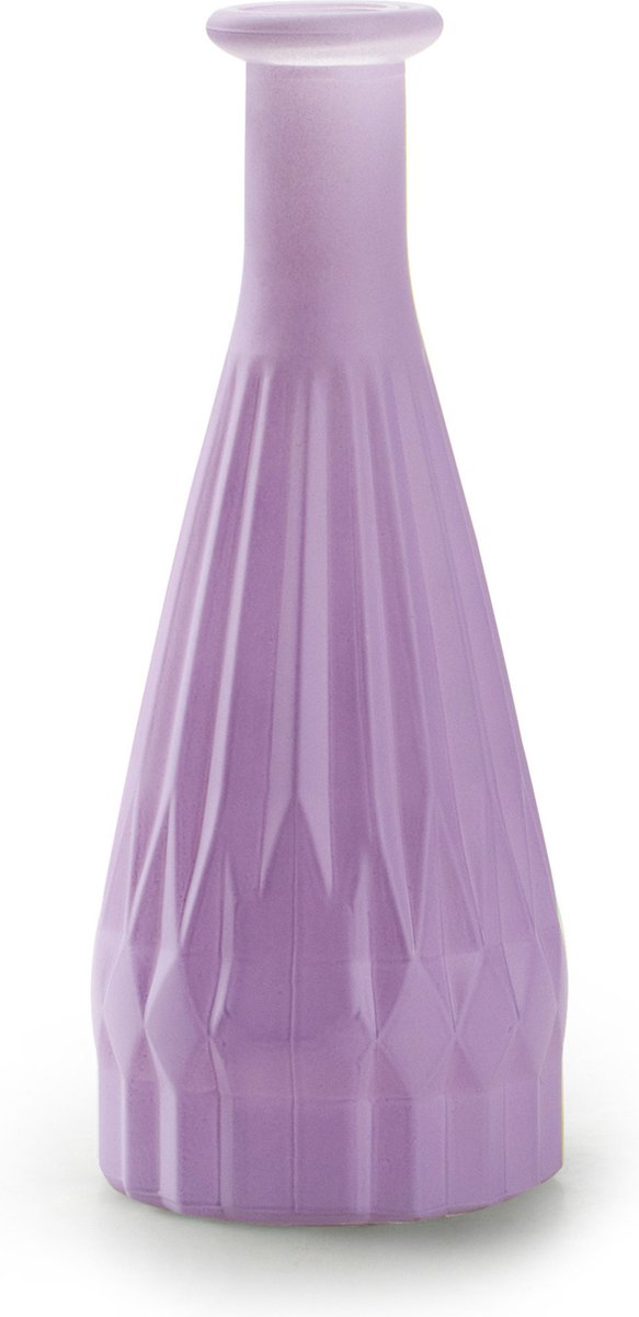 Jodeco Bloemenvaas Patty - mat lila - glas - D8,5 x H21 cm - fles vaas