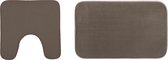 5Five Badkamerkleedje/badmat tapijt - setje 2x stuks - memory foam - taupe - 48 x 80 cm/48 x 48 cm