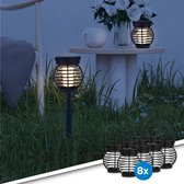 Solar tuinverlichting Palermo - Warm wit licht - Tafellamp, priklamp en hanglamp in 1 - Set van 8