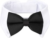 Noeud pour chien de Luxe avec collier blanc et noeud noir taille L - noeud papillon - chien - animal de compagnie - noir - noeud - mariage