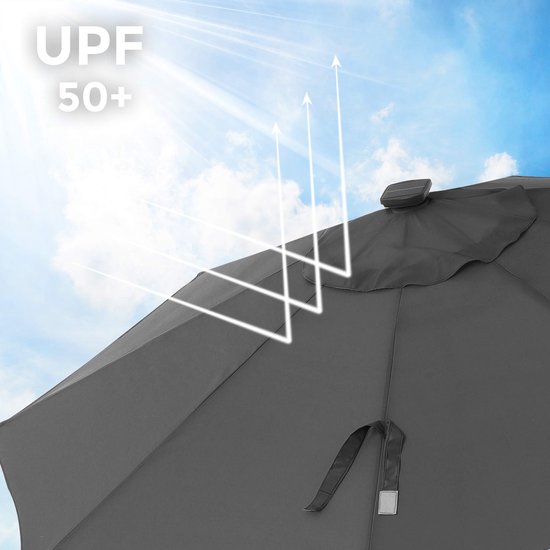 SONGMICS Parasol met led-verlichting op zonne-energie, zweefparasol