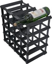 Vinata Savena wijnrek - zwart - 20 flessen - wijnrekken - flessenrek - wijnrek hout metaal - wijnrek staand - wijn rek - wijnrek stapelbaar - wijnfleshouder - flessen rek