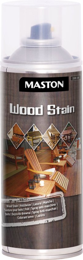 Maston Wood Stain Spray - Hoogglans - Donker Eiken - Kleurspray voor hout - 400 ml - spuitbus verf