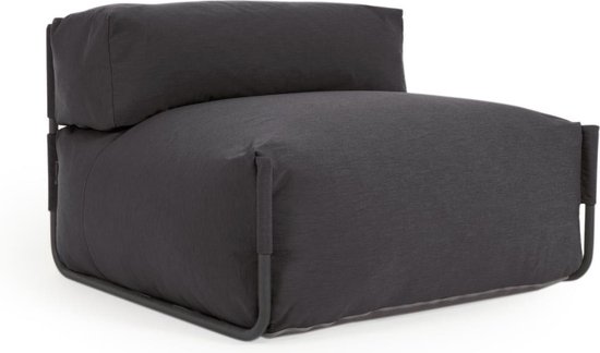 Kave Home - Square poef in grijs en zwart met rugleuning voor 100% ...