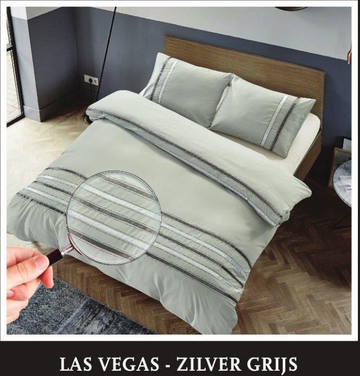 Zydante Dekbedovertrek - Hotel Home Collection - Las Vegas - Zilver Grijs / 200x140