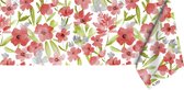 Raved Tafelzeil Geverfde Bloemen  140 cm x  140 cm - Rood - PVC - Afwasbaar