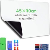 Magnetisch Whiteboard Folie 45*90CM Zelfklevend Weekplanner Papier met Marker en Wissers - Droogwisborden voor Gladde Oppervlakken op School, Kantoor, Thuis