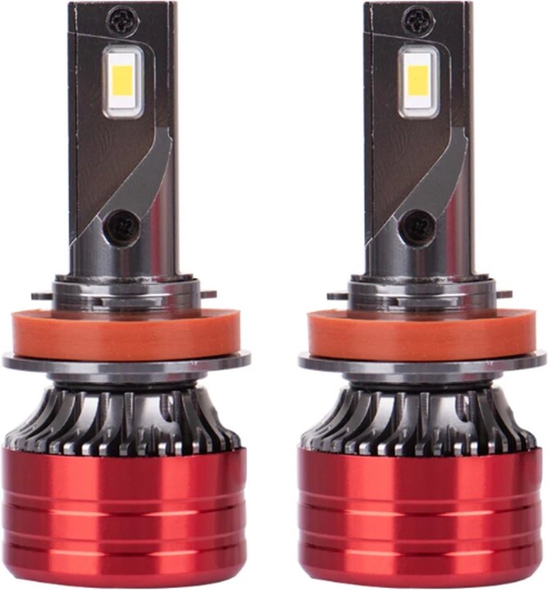 TLVX H11 Mini Turbo LED lampen 29.600 Lumen 6000k Helder Wit (set 2 stuks) CANBUS EMC adapter, Extra Fel, CSP LED CHIP 96 Watt Auto – Vrachtwagen - Scooter - Motor - Dimlicht - Grootlicht – Mistlicht -Koplampen - Autolamp - Autolampen 12V - 24V
