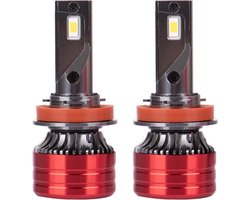 TLVX H11 Mini Turbo LED lampen 29.600 Lumen 6000k Helder Wit (set 2 stuks) CANBUS EMC adapter, Extra Fel, CSP LED CHIP 96 Watt Auto – Vrachtwagen - Scooter - Motor - Dimlicht - Grootlicht – Mistlicht -Koplampen - Autolamp - Autolampen 12V - 24V