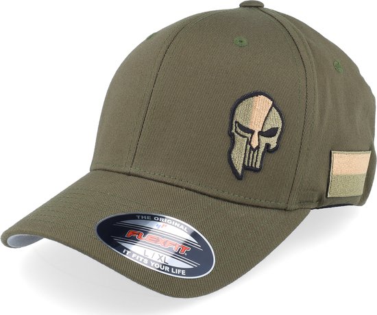 Hatstore- Poland Army Skull Olive Wooly Combed Flexfit - Army Head Cap