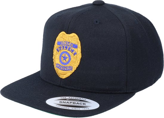 Hatstore- Kids Junior Police Badge Black Snapback - Kiddo Cap Cap