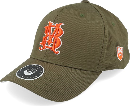 Hatstore- Monogram Olive Flexfit - Bearded Man Cap