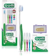 GUM Kit – Tandenborstel - 3 Proxabrush-formaten - slijtvaste EasyThread Floss - Mint Ortho Wax