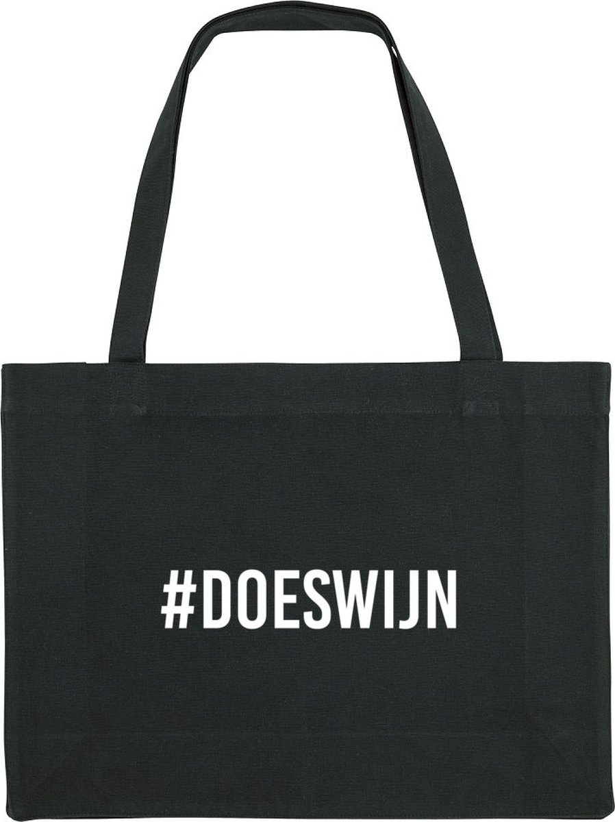 Doeswijn Shopping Bag - shopping bag - shopping tas - tas - boodschappentas - cadeau - zwart - grappige tekst - bedrukt