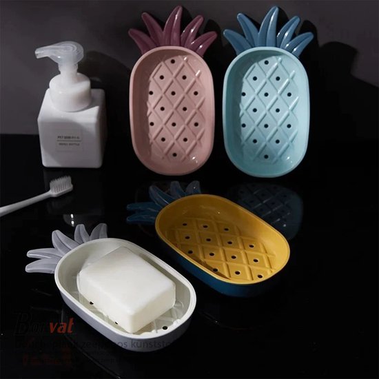 Borvat® Boîte à savon pour étagère de douche - plastique - rangement - forme ananas - vidable - Wit