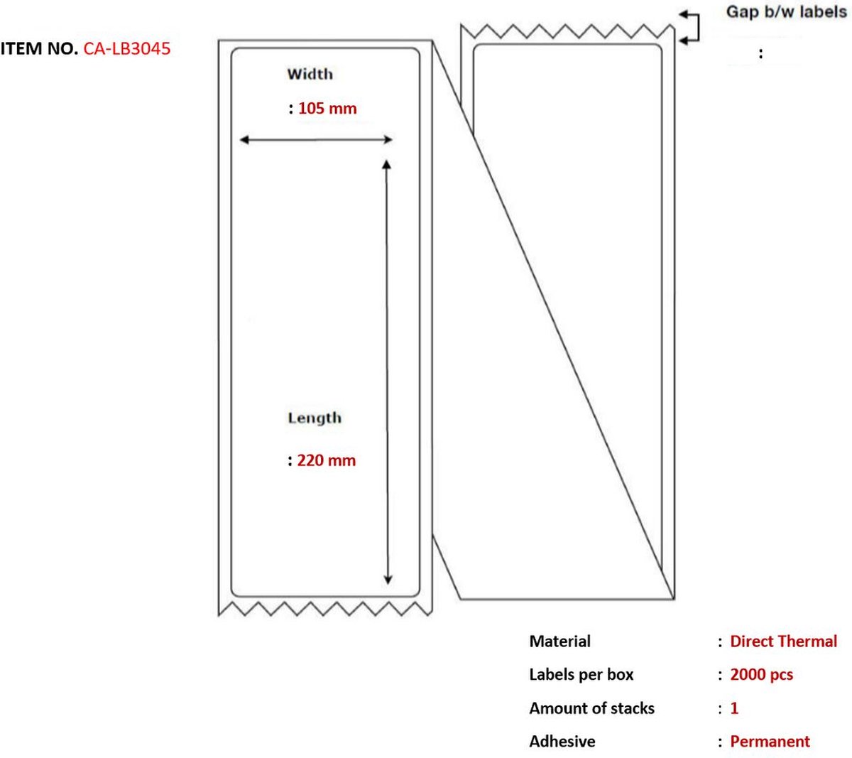 Capture CA-LB3045 printeretiket Wit