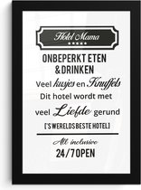 Fotolijst inclusief poster - Posterlijst 20x30 cm - Posters - Quotes - Mama - Spreuken - Hotel mama - Foto in lijst decoratie - Cadeau voor moeder - Moederdag cadeautje