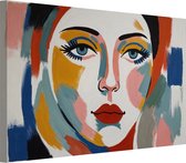 Gezicht vrouw Henri Matisse stijl schilderij - Gezicht schilderijen - Canvas schilderijen Portret - Muurdecoratie klassiek - Canvas schilderijen - Slaapkamer decoratie 70x50 cm
