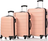 Hardside-kofferset, koffer, bagageset met spinnerwielen, botsbeschermingshoek, 3-delige set, TSA-slot, uitbreidbaar, handbagage (20/24/28, Roze)