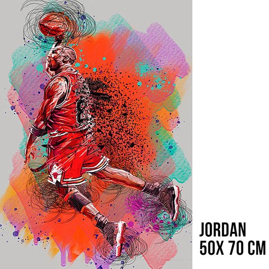 Allernieuwste.nl® Canvas Schilderij Michael Jordan Graffiti - Basketbal Sport - kleur - 50 x 70 cm