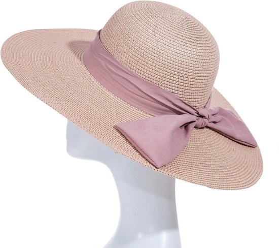 Grace Zonnehoed Dames - UV Werend - Papieren hoed - Zomerhoed heren - Met ornamenten - 40 cm - Roze