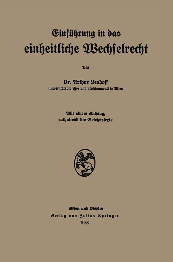 Einführung in das einheitliche Wechselrecht - cover