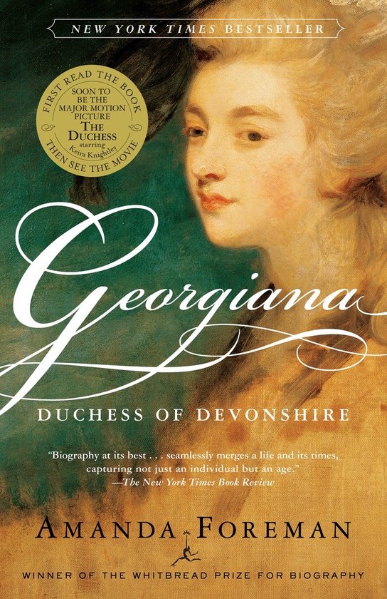 Boek 'Georgiana Duchess of Devonshire' van Amanda Foreman, met een schilderij van een vrouw met blond haar.