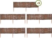 Floranica Tuinafscheiding van wilg - 5 stuks - Hoogte: 20 cm Lengte: 100 cm - Wilgenvlechtwerk, tuinhek, randafwerking voor bloembedden, hout, gazonrand