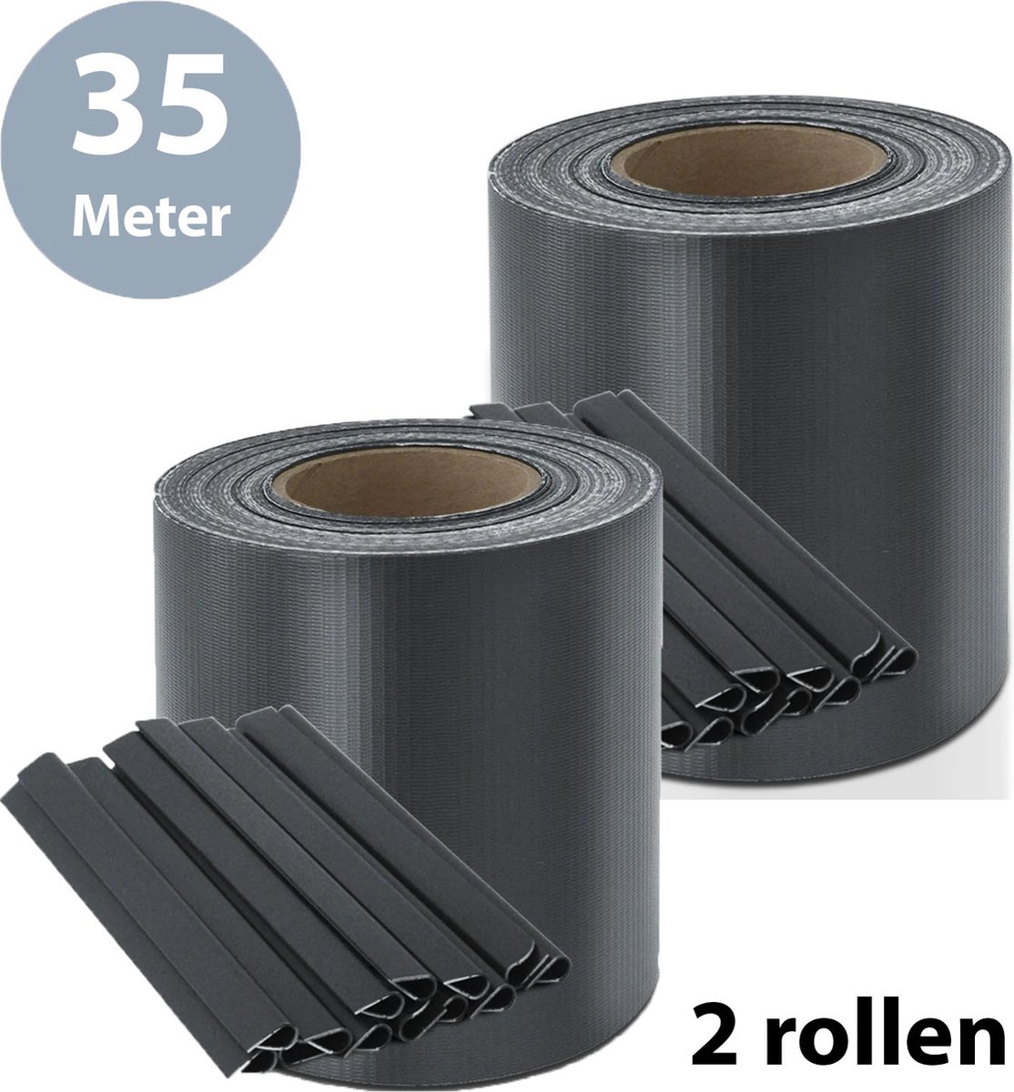 ForDig Vlechtband Antraciet (2 Rollen) - 35x0,19 Meter - Privacyband Tuinscherm - Privacystrips Voor Tuinafsluiting - PVC