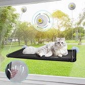 Kattenhangmat - Mand voor raam - Kattenhangmat raam - Katten hangmat raam – Kattenhangmand - Kattenmand raam zuignappen - Kattenhangmat groot - Raam Hangmat - Hangmat Kat - Zwart - 67 x 40 cm