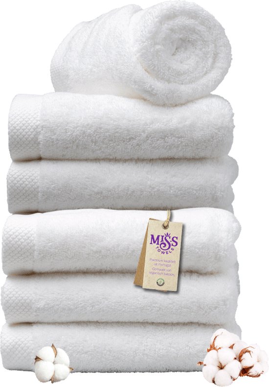 Miss Towels - Hotelhanddoek - Wit - 50x100 - 5+1 Bundel