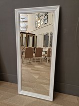 Wand Spiegel Nino met houten rand Wit Buitenmaat 75x136cm
