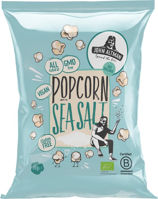 John Altman Popcorn - Sea Salt - 42 mini bags - Biologisch - Vegan
