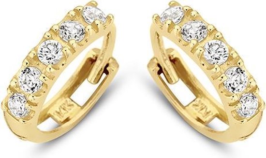 New Bling 9NBG 0054 - Gouden oorringen - 14 Karaat - Met Zirkonia - 9mm -  Geel Goud | bol.com