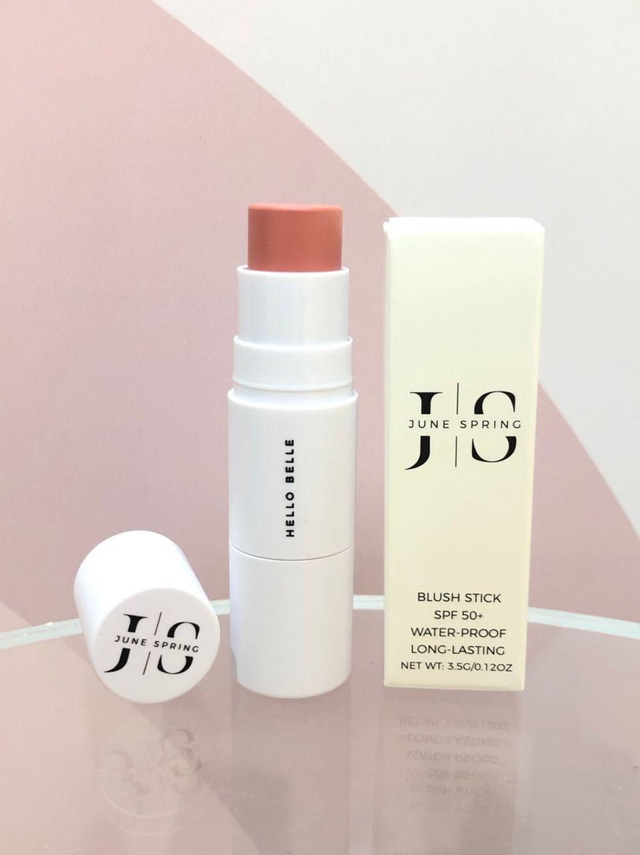 June Spring - Blush Stick - HELLO BELLE - Kleur: Koraal - SPF 50 - Waterproof - Make up - Creme Blush - Langdurig - Natuurlijk - Hydraterend - Vlekt Niet - Alle Huidtypen - Trendy - NIEUW - 2024